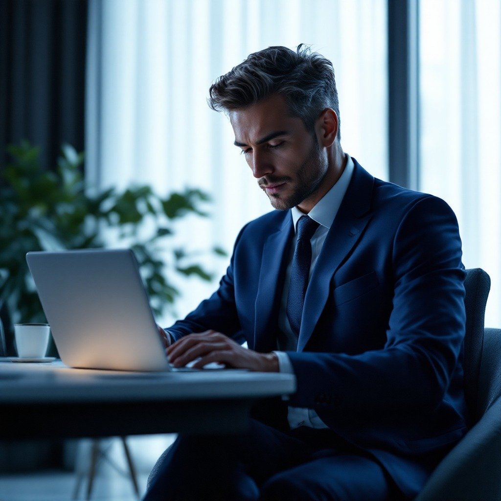 Professional working on laptop